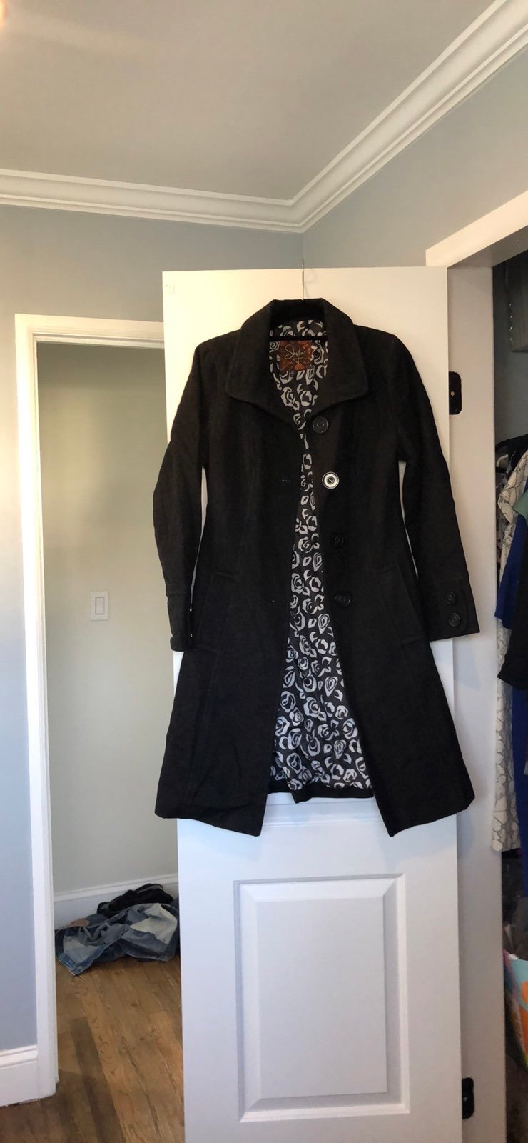 Wool dark charcoal pea coat