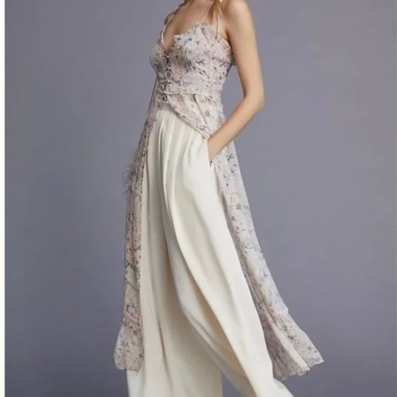 Anthropologie Sheer Curtain Top Slip Dress - Size Medium