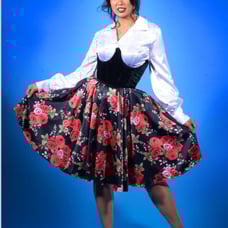 NWOT Pinup Girl Red Rose Gathered skirt XL