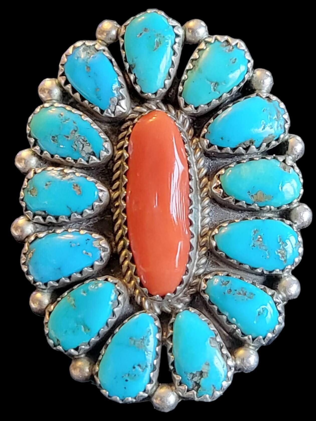 Justine Wilson Sr Coral and Turquoise Ring