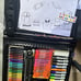 185 Pieces Double Sided Trifold Easel Art Set, Drawing Art Box with Oil Pastels,