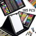 185 Pieces Double Sided Trifold Easel Art Set, Drawing Art Box with Oil Pastels,