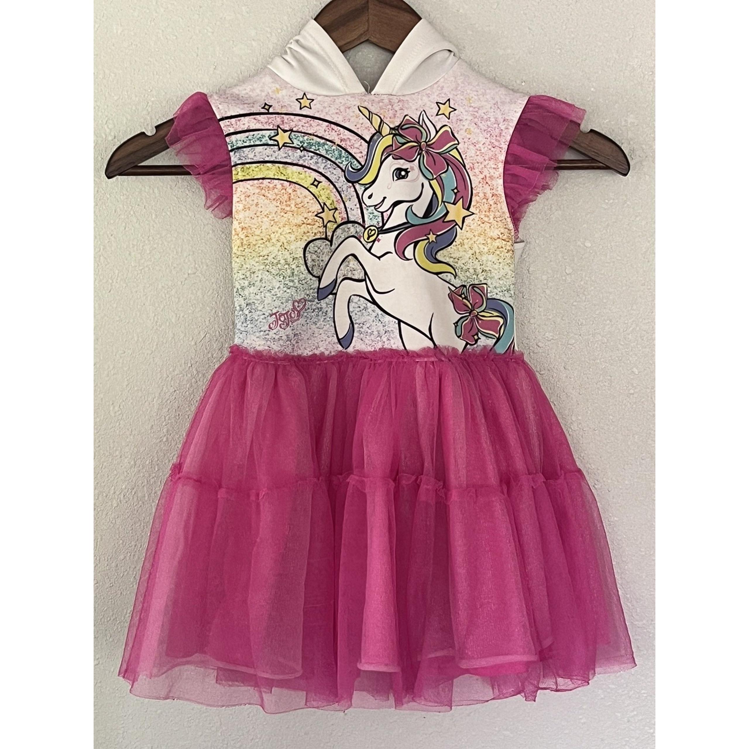 Nickolodeon Tulle Unicorn Pink With Hood Cosplay Rainbow Girls Size XS(4/5)