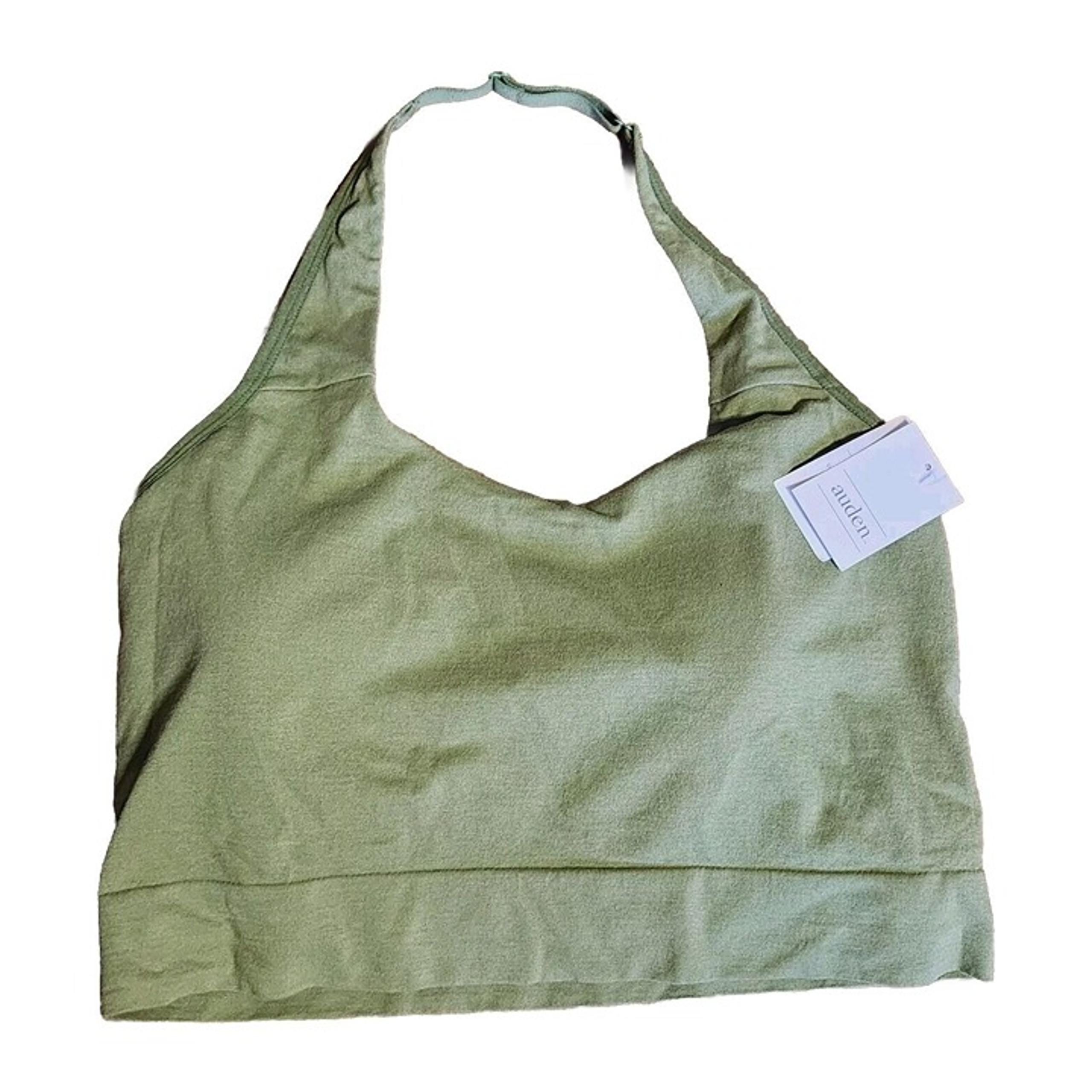 NWT AUDEN Solid All Green Halter Bralette Sports Bra Womens Size XL