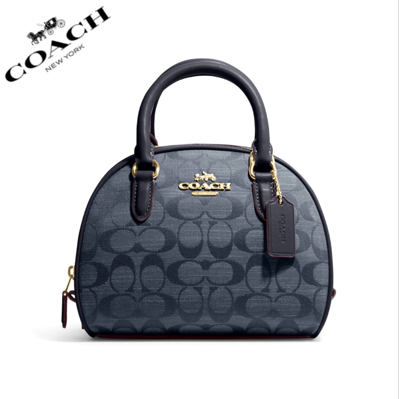 NWT COACH SYDNEY SATCHEL IN SIGNATURE CHAMBRAY CROSSBODY GOLD/DENIM