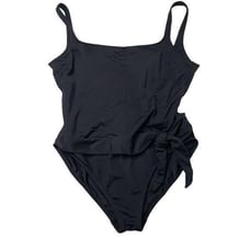 La Blanca side knot one piece swimsuit Sz 12 black