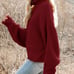Womens Turtleneck Oversized Sweaters Batwing Long Sleeve Pullover MEDIUM