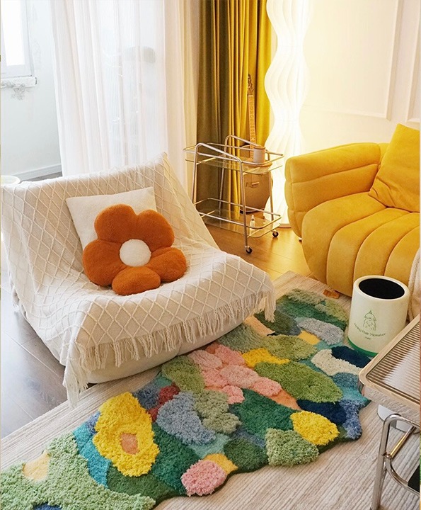 Multicolor Area Rug for Living Room Moss Rug 3D Colorful Fun Rug for Bedroom Rug