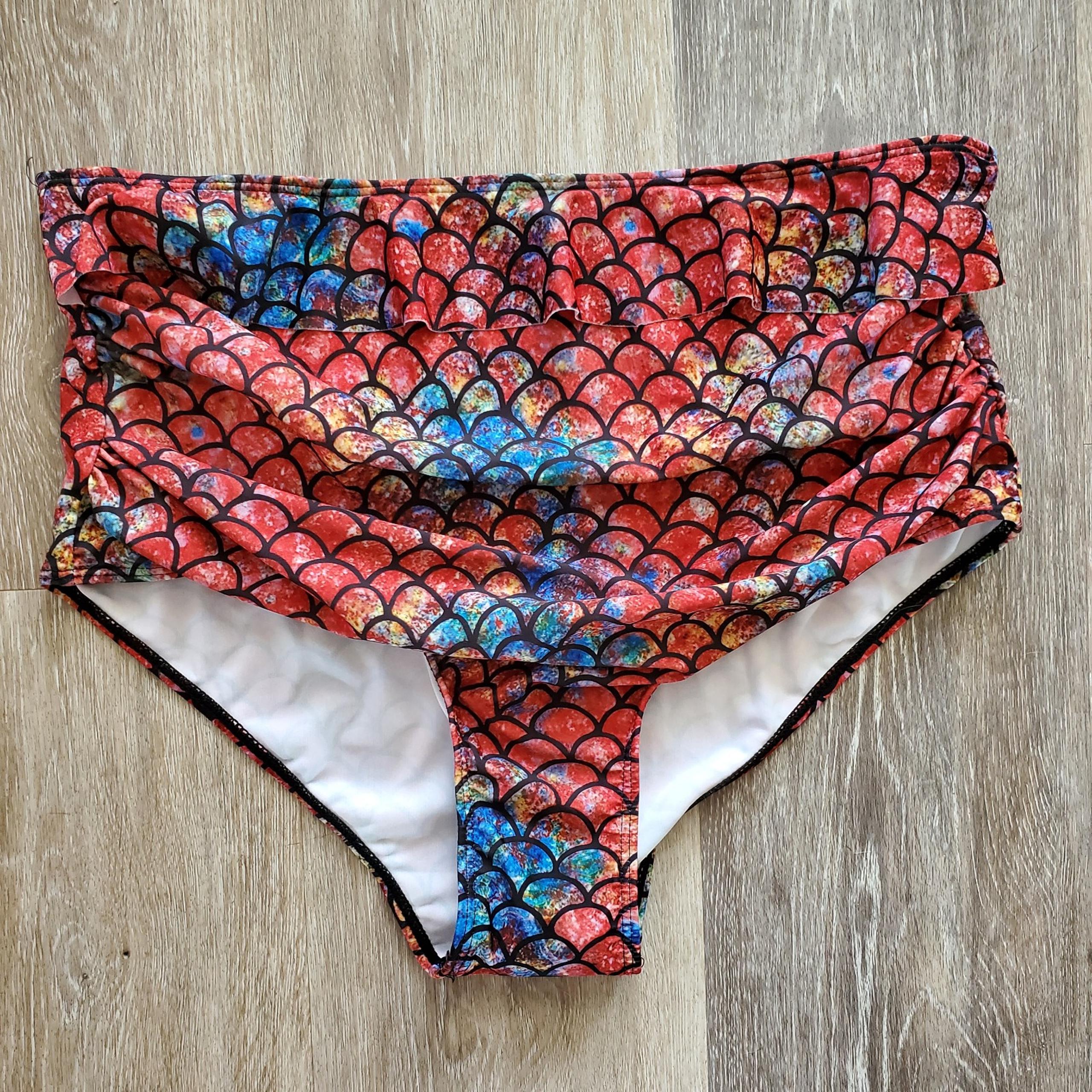 Rose Gal Mermaid Highwaist Bottom with Ruffle Top