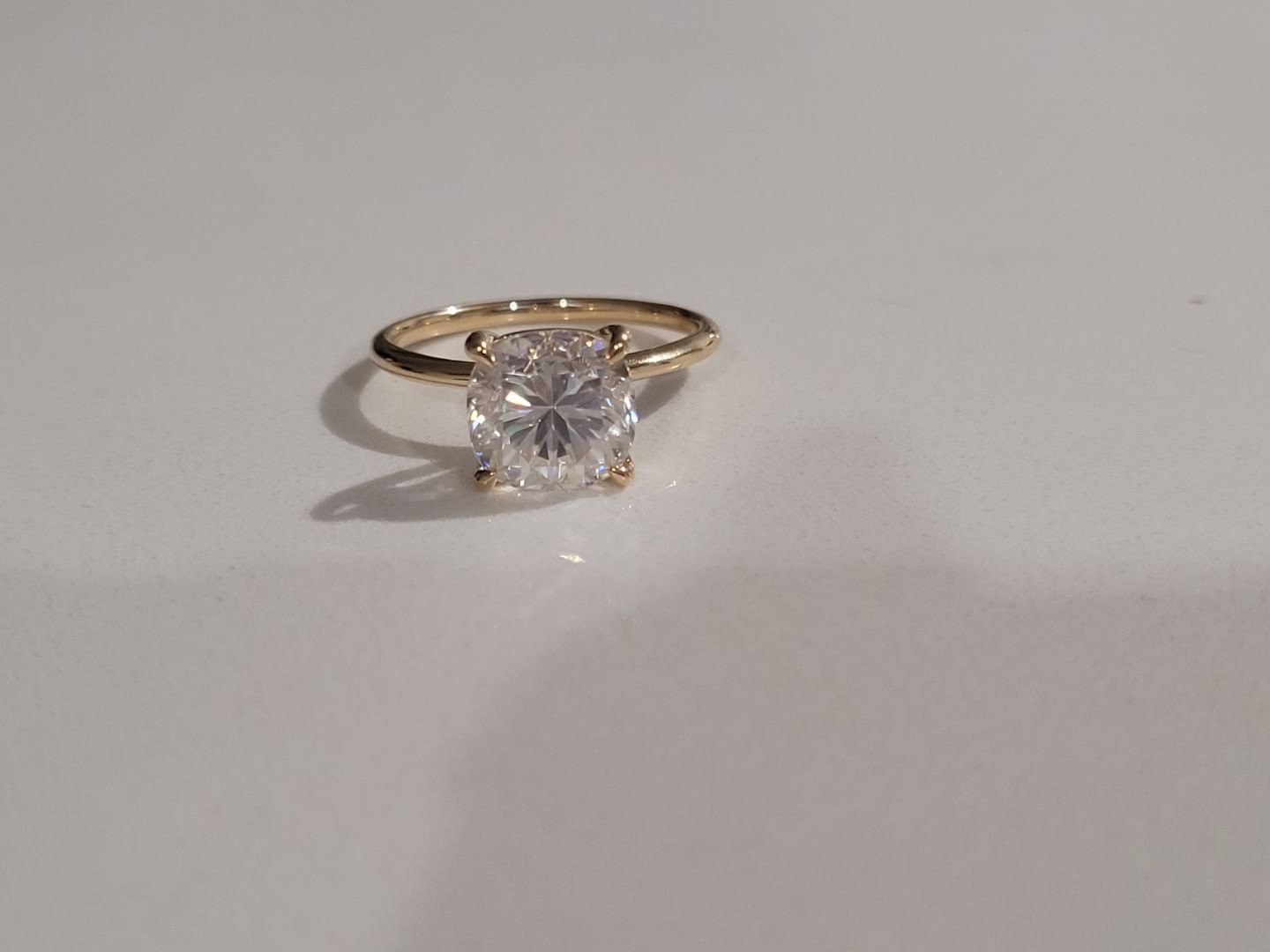 *SALE* 3ct Cushion cut Genuine Moissanite 14k solid Gold Engagement Ring Size 7