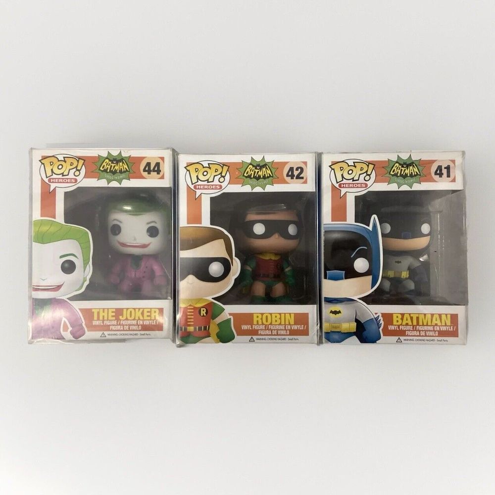 Funko Pop! - Heroes: DC Universe - Batman, Robin, & The Joker- New in Protector