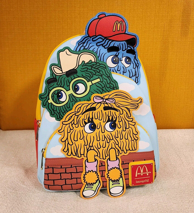 Loungefly McDonalds Fry Gang Fry Guys Fast Food Triple Pocket Mini Backpack NEW