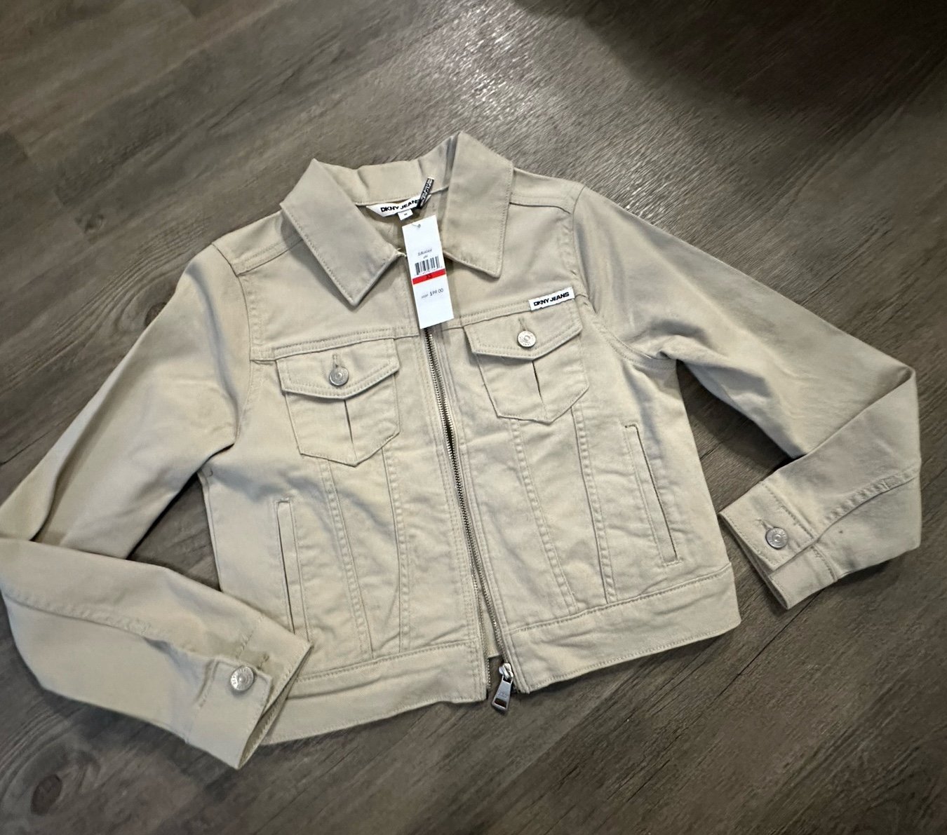 NWT DKNY Jeans Beige Denim Jacket For Women Size XS