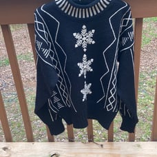 Nils black wool blend snowflake sweater