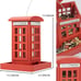 NEROSUN Wooden Hanging Wild Bird Feeders for Outside, Red British Phone Booth Bi