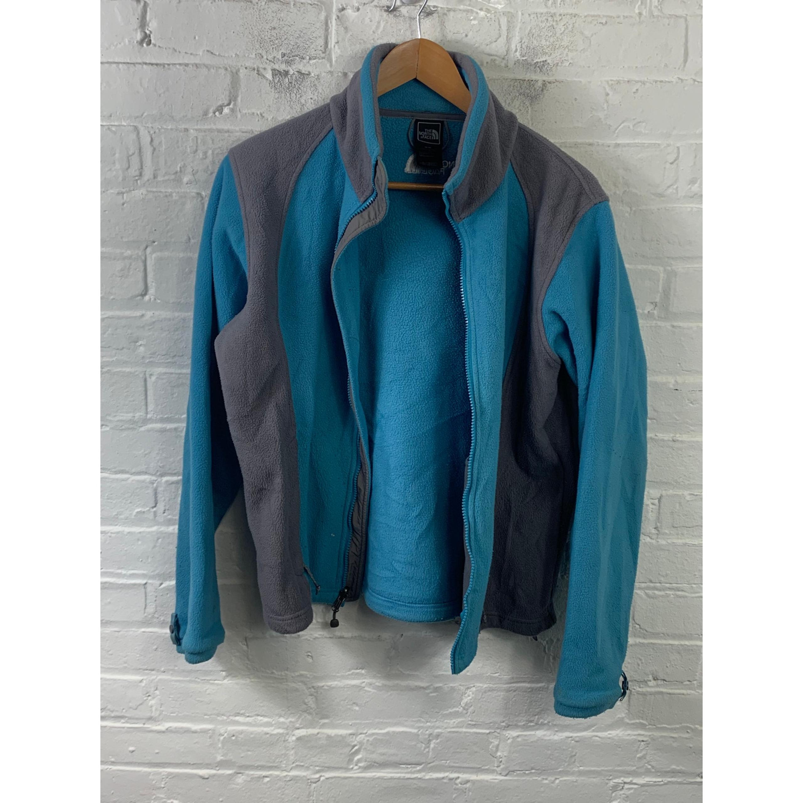 The North Face Women's Colorblock Fleece Full Zip Sweater Blue/Gray Size M