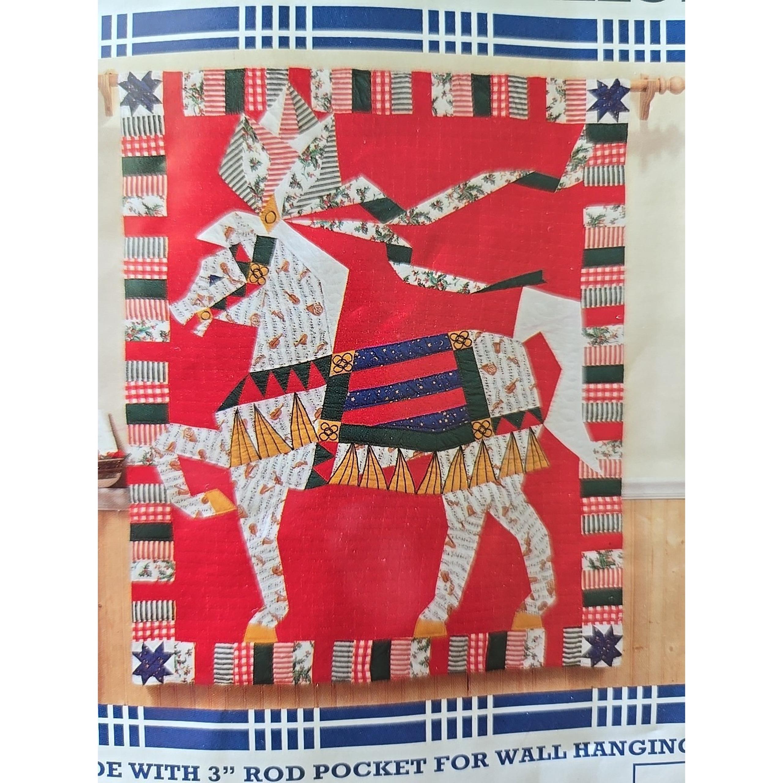Carousel Horse Quilted Throw Christmas Red 50x60 Colorful  NEW Festive Holiday