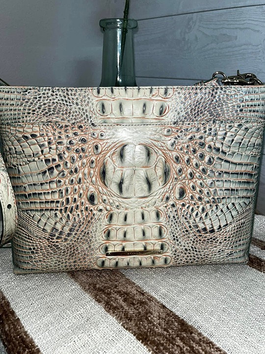 Brahmin Aquarelle Ombre Croc Embossed Leather Crossbody