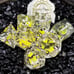 Sage’s Radiant Souls – Sunburst Yellow Liquid Core Sharp Edge Resin Dice Set