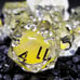 Sage’s Radiant Souls – Sunburst Yellow Liquid Core Sharp Edge Resin Dice Set