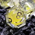 Sage’s Radiant Souls – Sunburst Yellow Liquid Core Sharp Edge Resin Dice Set
