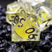 Sage’s Radiant Souls – Sunburst Yellow Liquid Core Sharp Edge Resin Dice Set