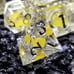 Sage’s Radiant Souls – Sunburst Yellow Liquid Core Sharp Edge Resin Dice Set