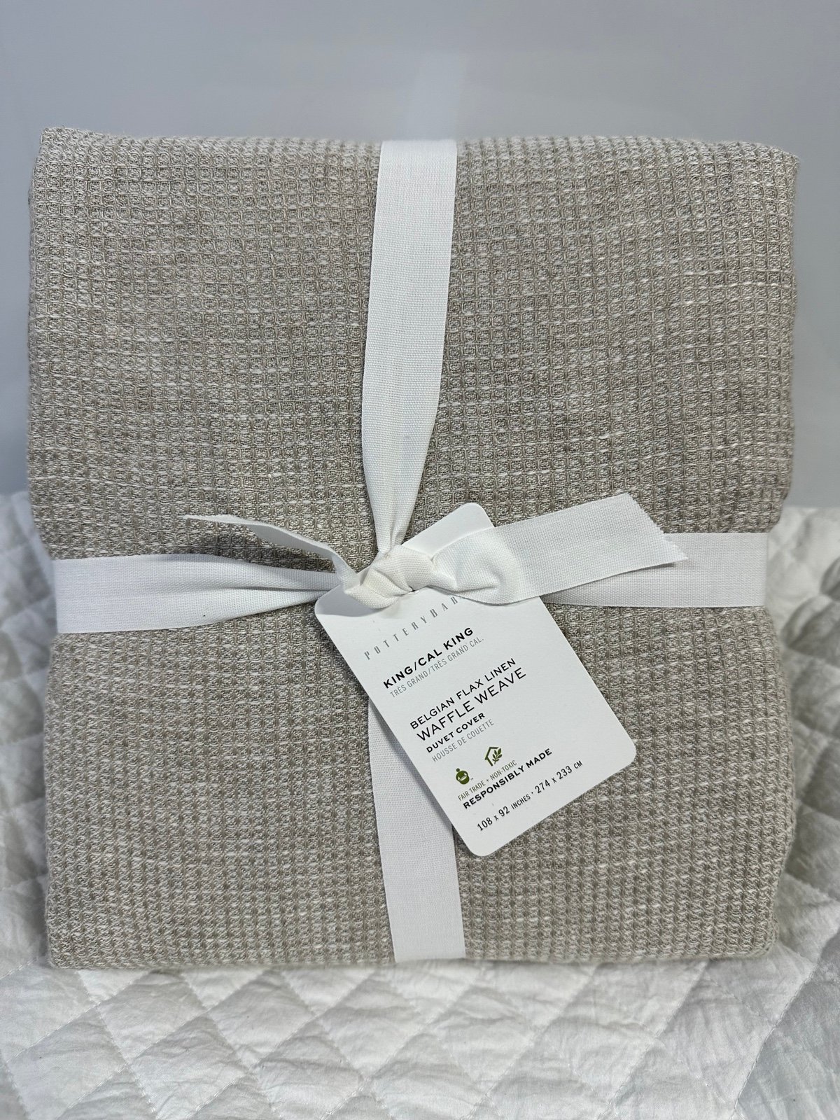 Pottery Barn BELGIAN FLAX LINEN WAFFLE WEAVE DUVET COVER