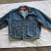 VINTAGE MARLBORO DENIM JEAN JACKET-LEATHER COLLAR-MEN'S SIZE LARGE
