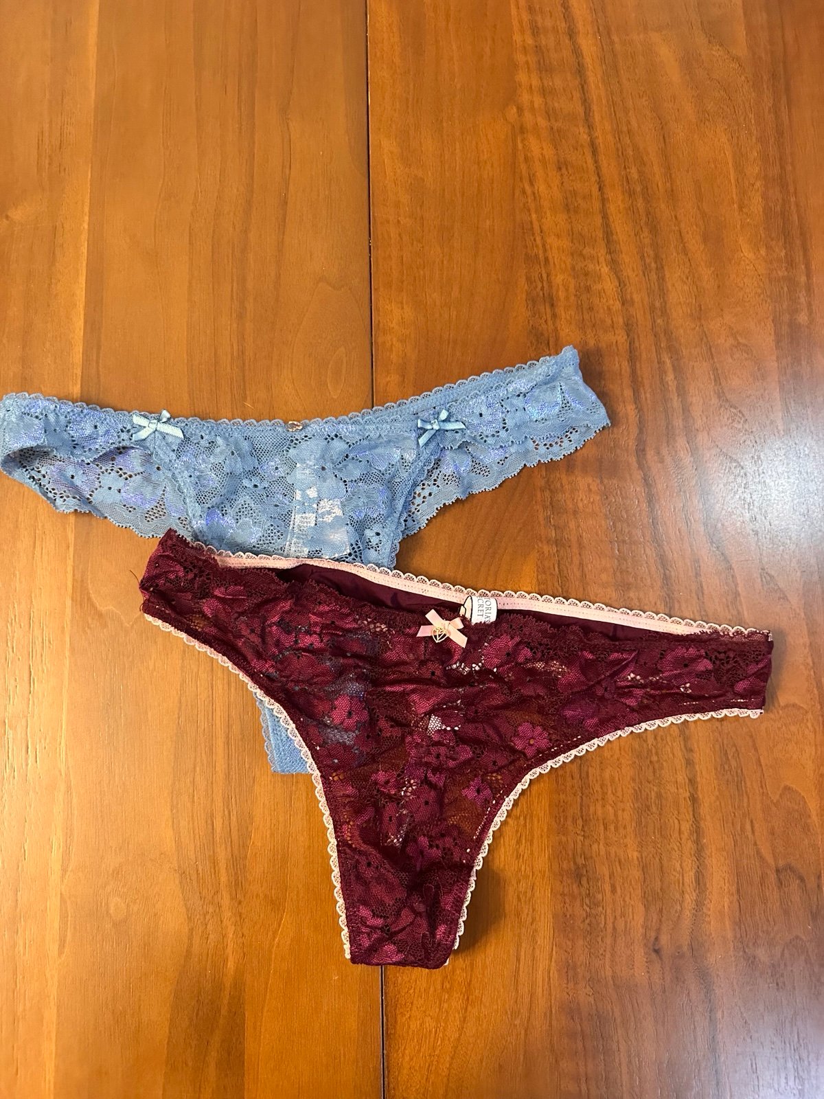 Victoria's Secret Blue and Burgundy Lace Panty Set | Size: Medium NWT