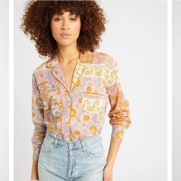 Mille Resort & Travel Iris Top In Palace 100% Cotton Size Small From Tuckernuck