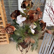 Beautiful!! 44” Glimmer XL Stand & Gold Poinsetas Arrangement