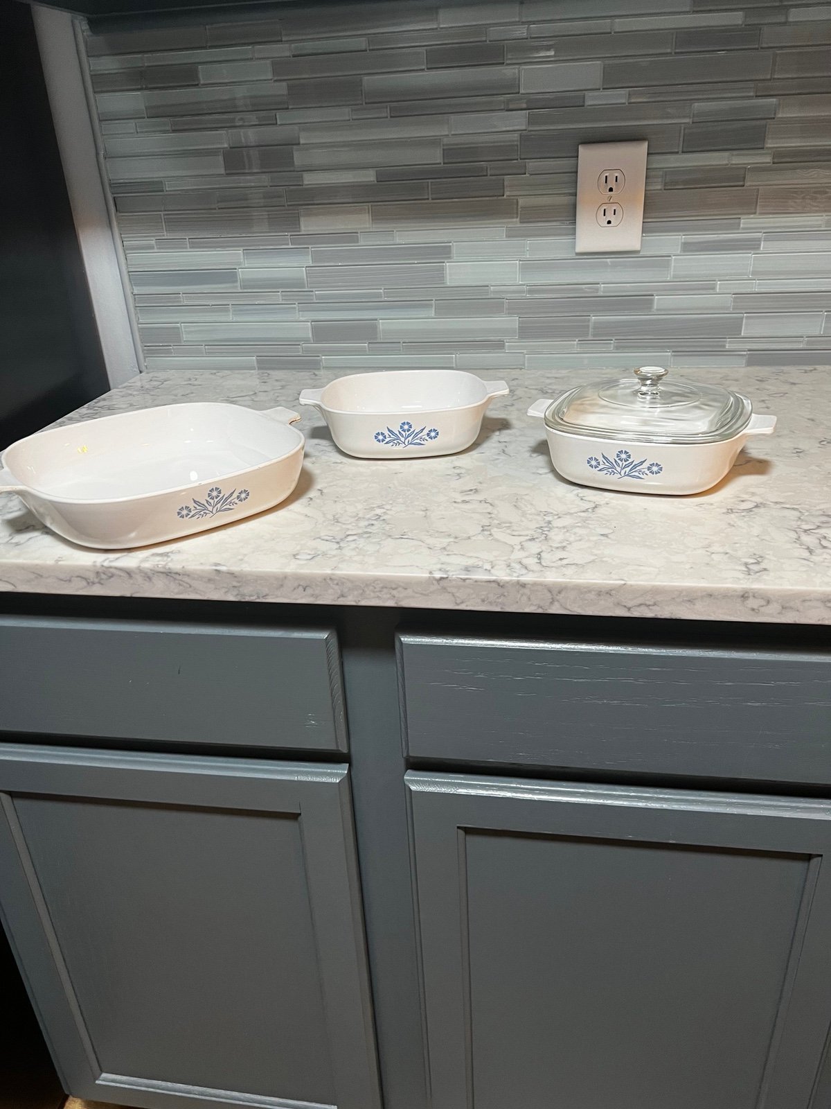 Corning Ware P-10-B Blue Cornflower 10 Casserole & Two P-1-B One Qt Dishes