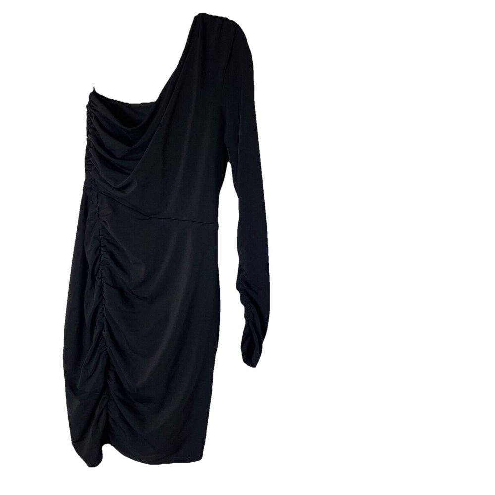 Cinq a Sept Size 4 Alora Dress One Shoulder Ruched Mini Dress Black Bodycon NWT