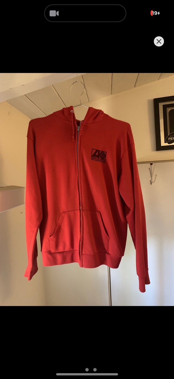 Atlantic records zip up hoodie red size small