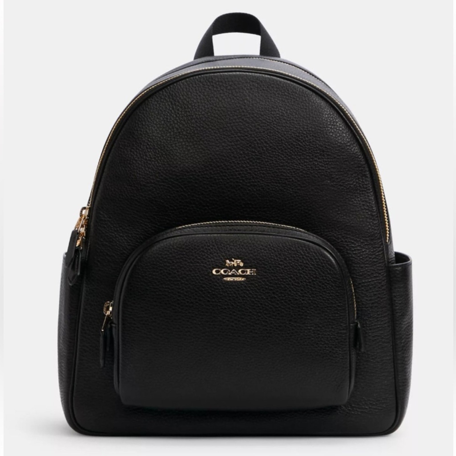 Coach Court Black Gold Leather Backpack