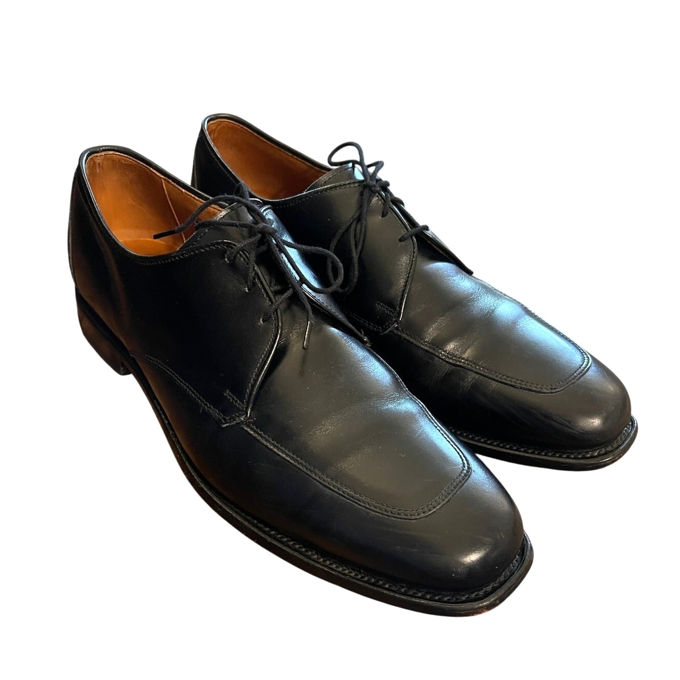 Allen Edmonds 10.5 Leather Burton Square Apron Toe Derby Dress Shoes Black EUC!