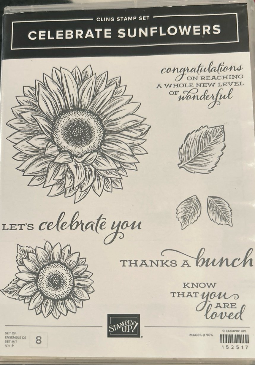 STAMPIN UP! CELEBRATE SUNFLOWERS CLING RUBBER STAMP & DIE SET.