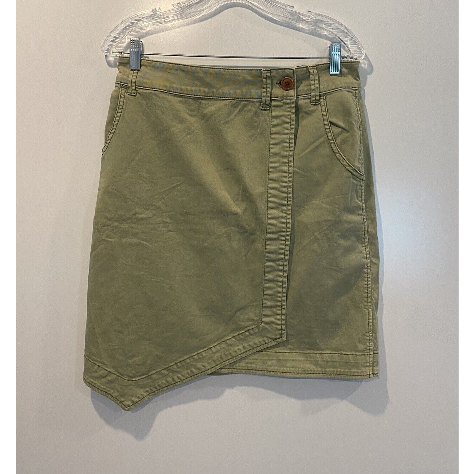 Anthropologie Pilcro And The Letterpress Skirt Women 10 Wrap Green Chino (1368)