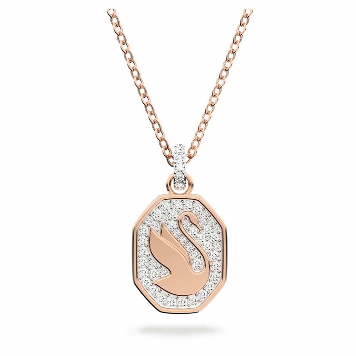 Swarovski Crystal Signum Pendant, Swan, White, Rose-Gold Tone Plated 5621106