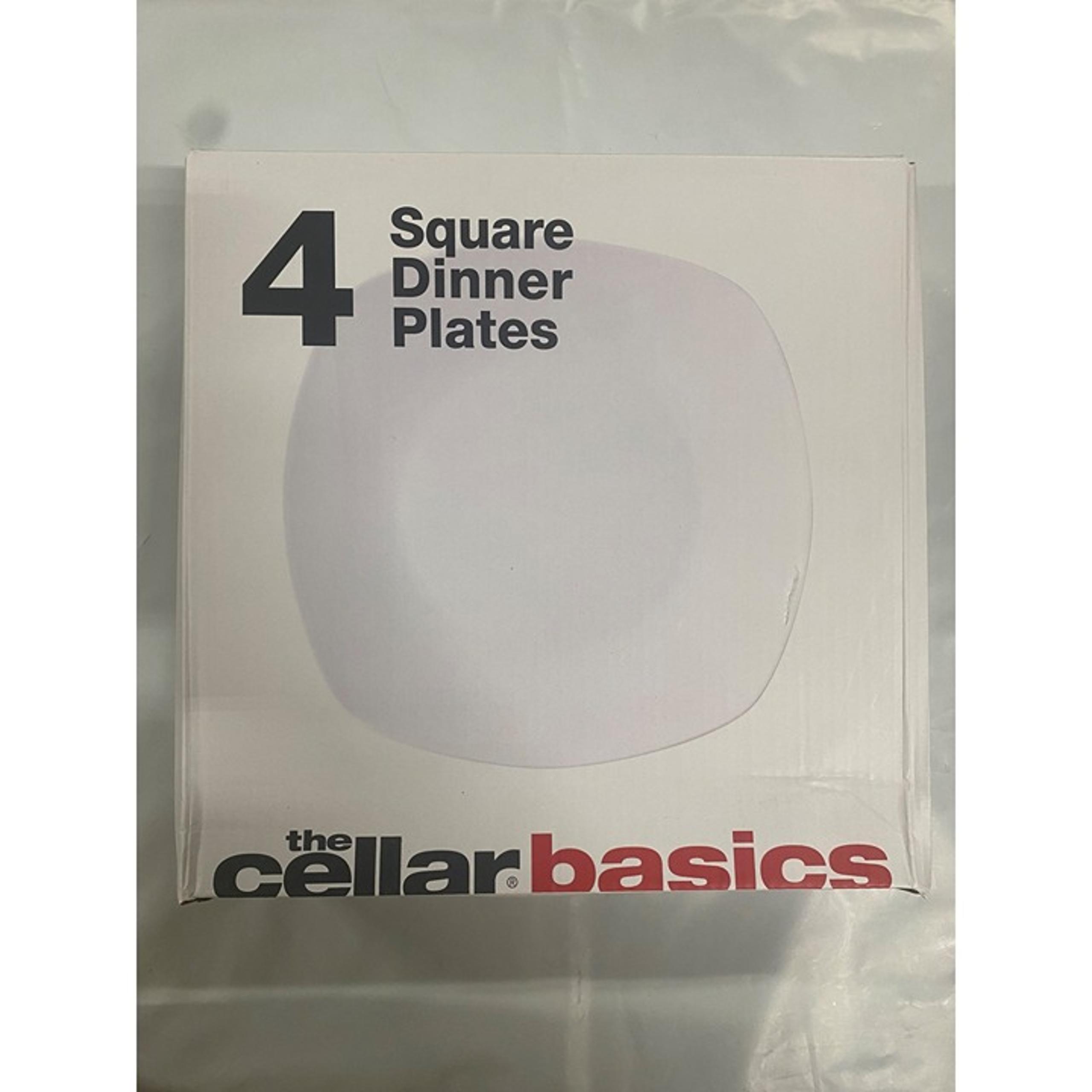 White Porcelain Basics Soft Square 4 Piece Dinnerware Plates Set NWB - The Cellar