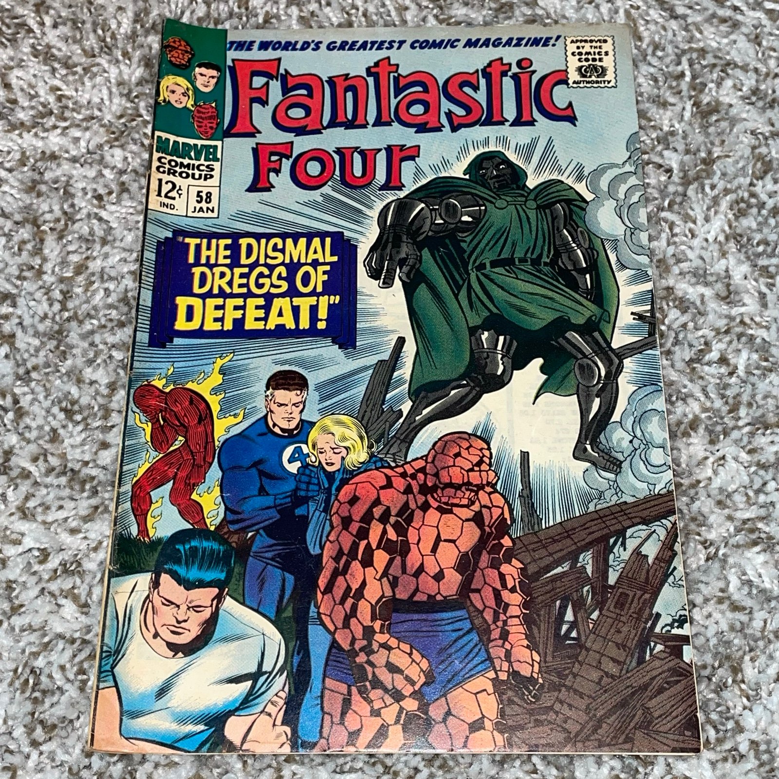 VINTAGE 1967 MARVEL FANTASTIC FOUR Silver Surfer & Dr Doom Silver Age Comic #58