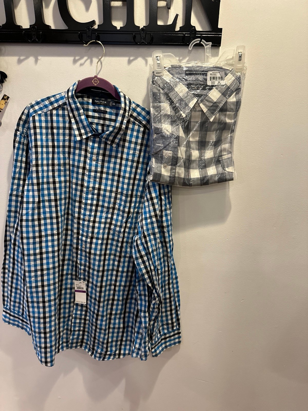 2 nautica dress shirt bundle plaid brand new