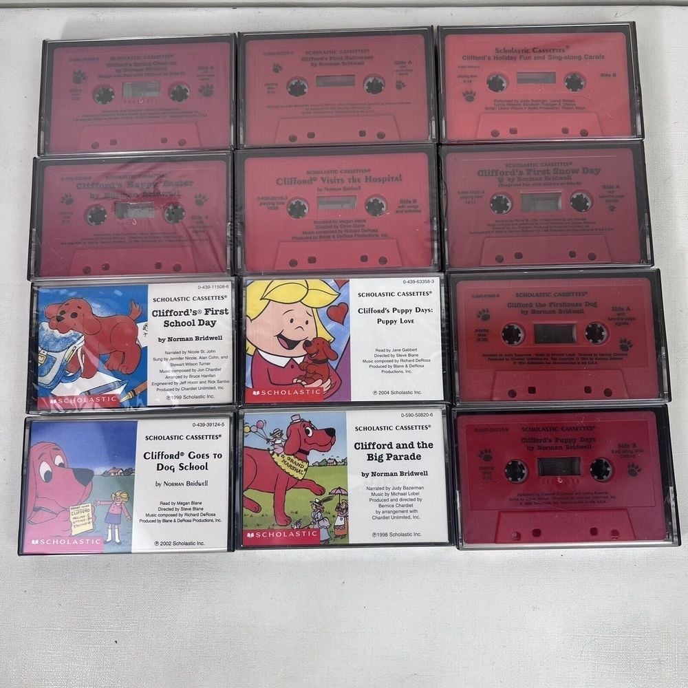 12 Clifford The Big Red Dog Scholastic Audiobook Cassette Tapes 10 New 2 used C2