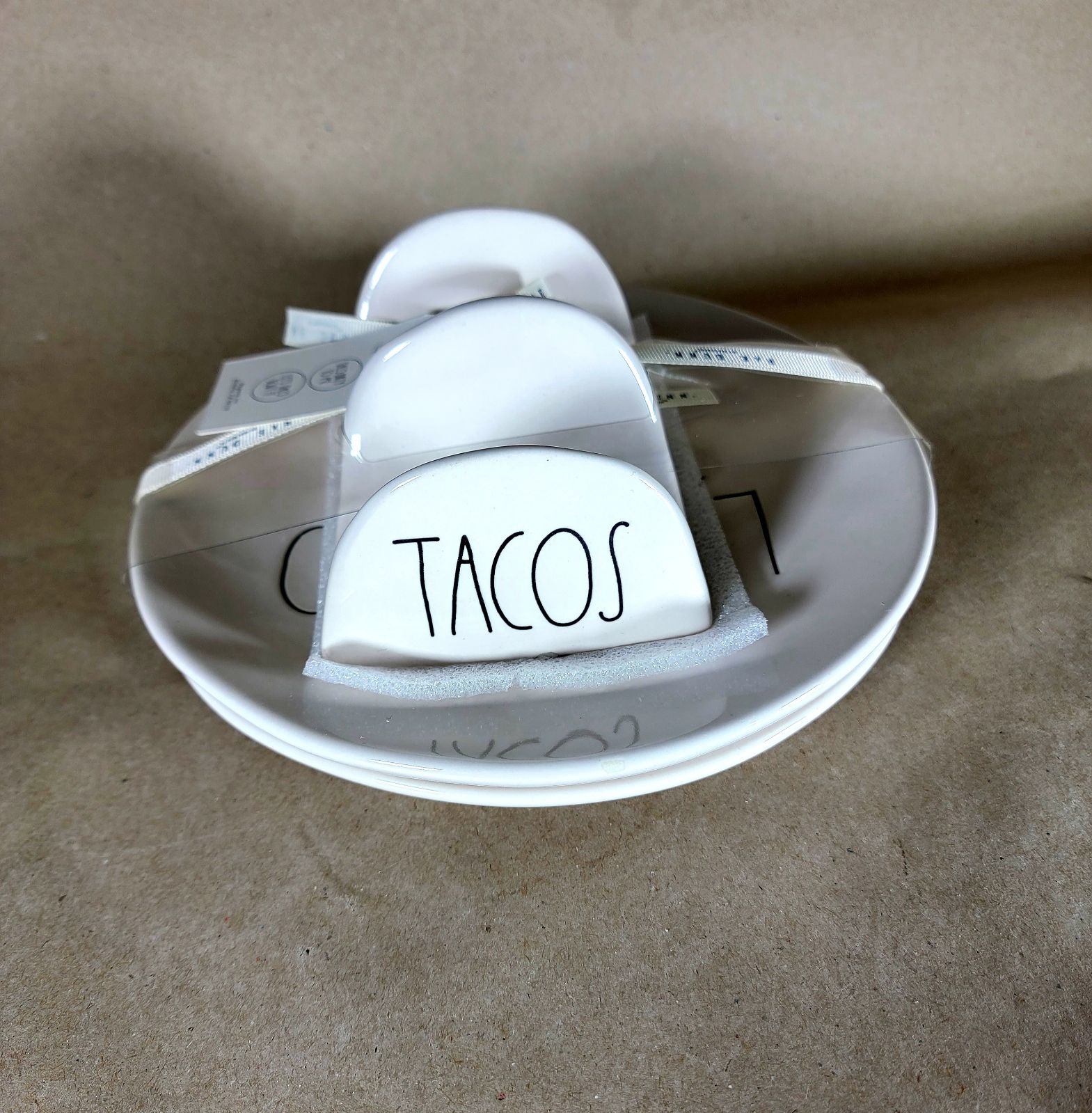Rae Dunn Taco Plate and Holder Set