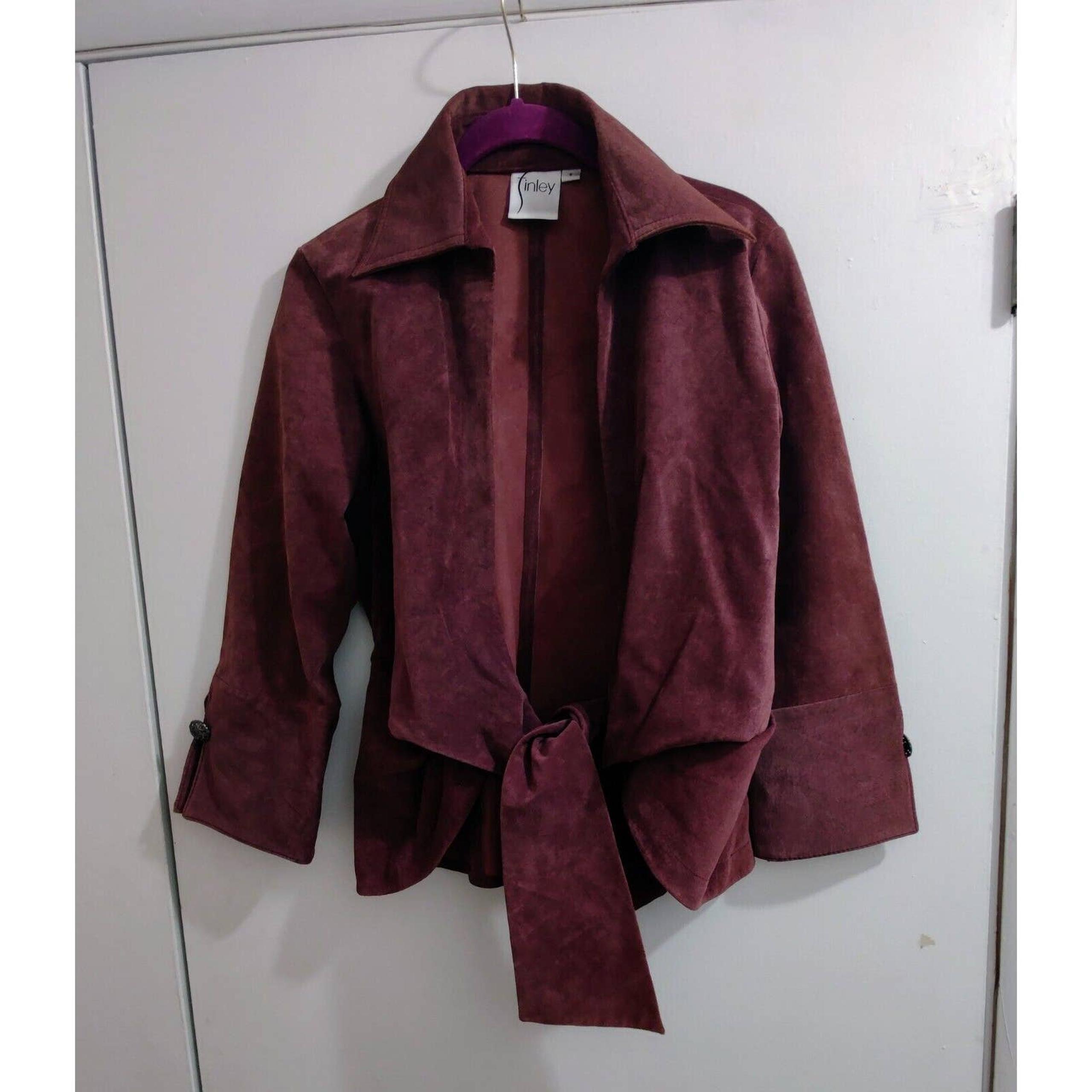 Finley Anthropologie Pink Suede Sylvia Tie Front Jacket Size
