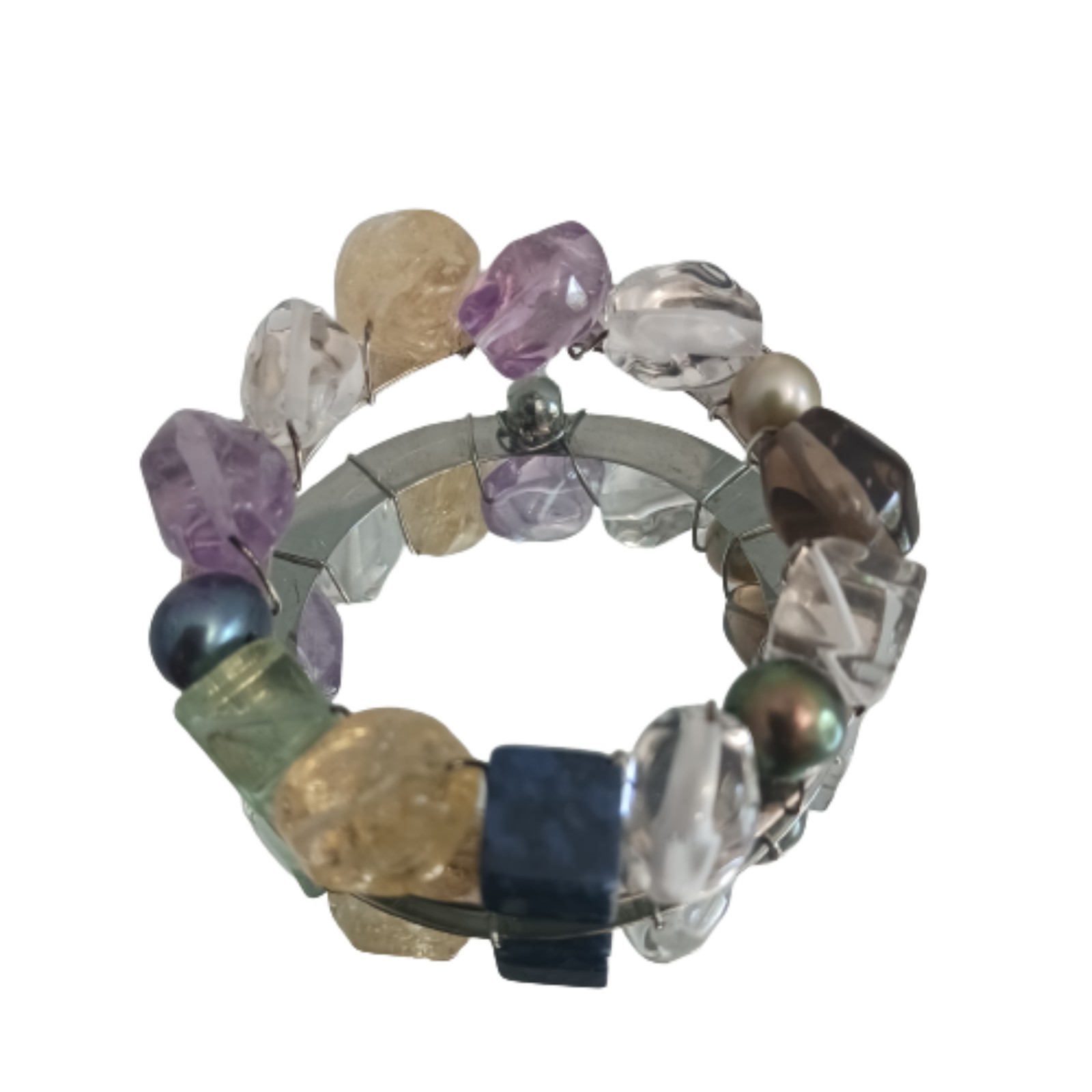 Tracey Mayer Genuine Gemstones Crystals Pearls Pendant Sterling Silver Round