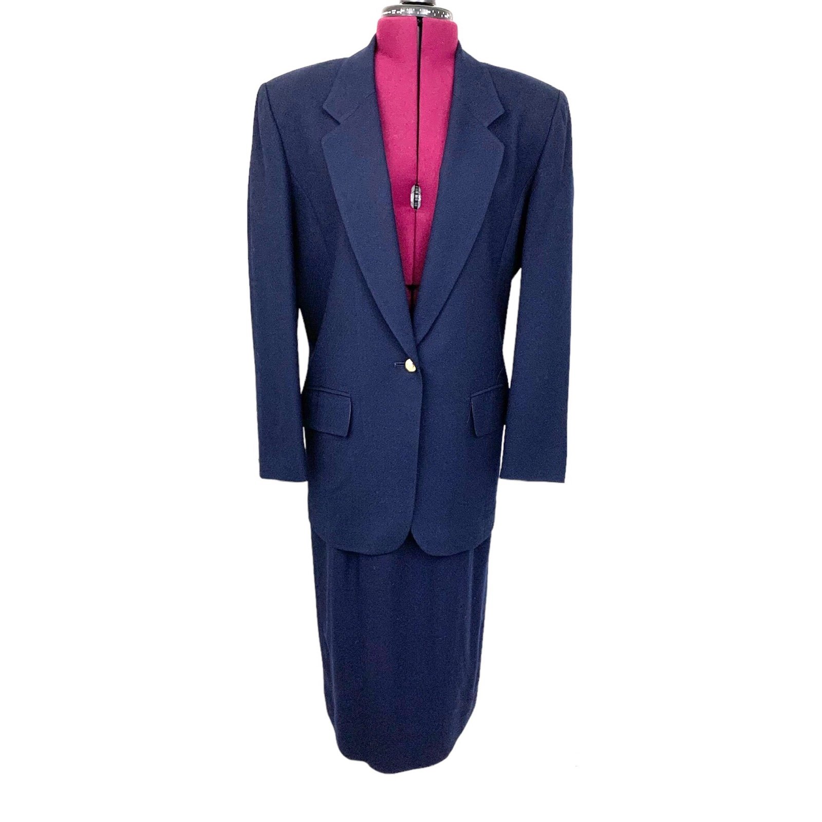 Pendleton Suit Navy Wool Jacket Skirt 6