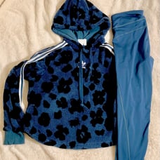 Adidas Originals Women’s Sherpa Cheetah Print Hoodie & Leggings, Medium, Large