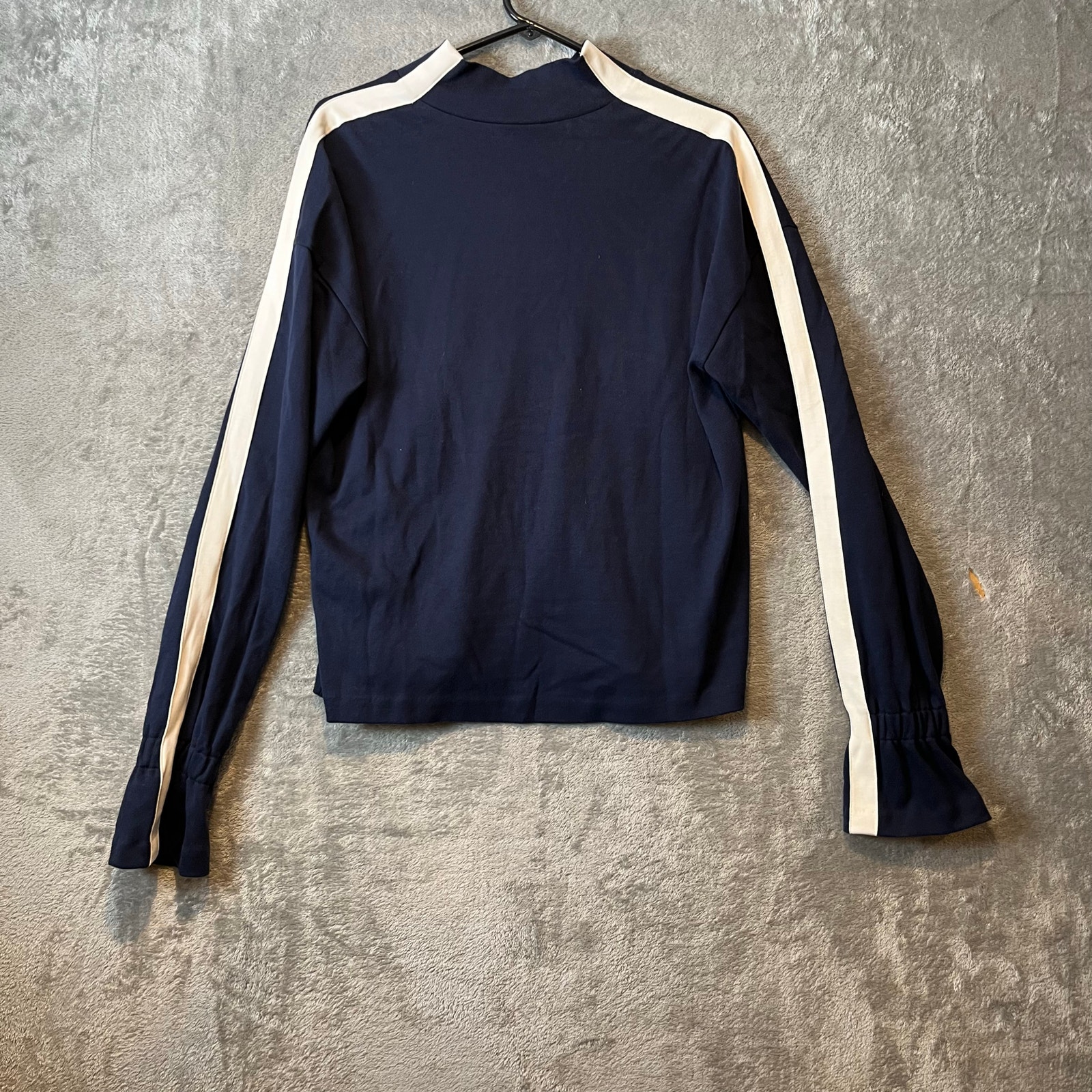 Closed Women’s 100% Cotton Striped Navy Sweater Sz Small Peplum Sleeves